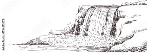 Majestic waterfall cascading over rocky cliffs into a pool cascade rocks