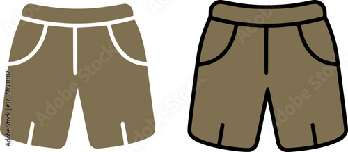 Two pairs of brown shorts with pockets pants clothing