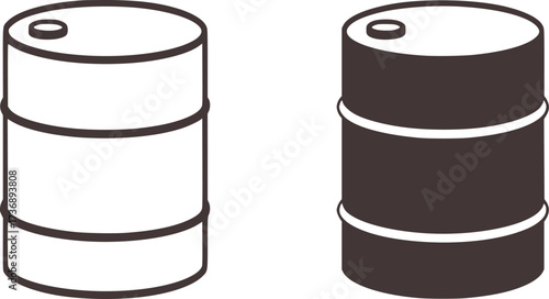 Two cylindrical containers with lids barrel drum