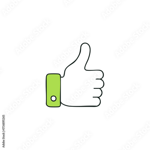 Cartoon thumbs up, green cuff