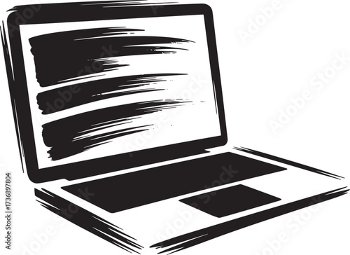 Abstract Brushstroke Laptop Computer Vector Graphic