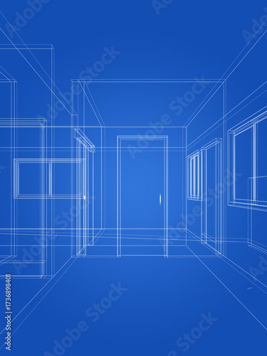 modern empty hall  interior design, 3d rendering