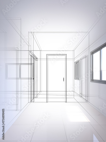 modern empty hall  interior design, 3d rendering