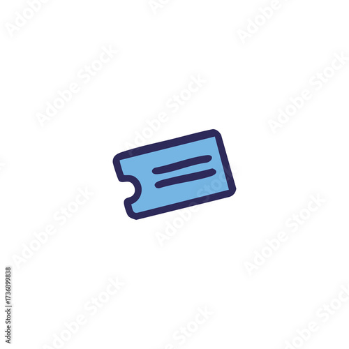 Blue ticket stub with dark outline and two lines