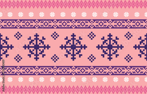 Seamless Christmas pixel pattern vector in retro 8-bit style, featuring festive holiday motifs. Perfect for Christmas wrapping paper, sweaters, greeting cards, backgrounds, and textile design.	