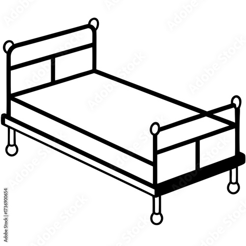 Simple Line Art Trundle Bed Illustration Vector