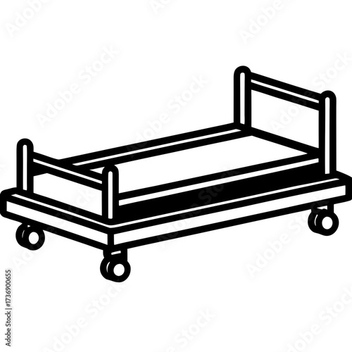 Simple Line Art Trundle Bed Illustration Vector