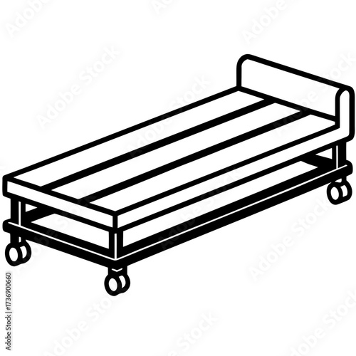 Simple Line Art Trundle Bed Illustration Vector