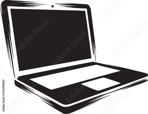 Stylized Laptop Computer Vector Graphic Representation