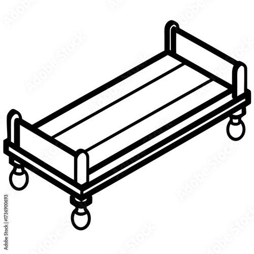 Simple Line Art Trundle Bed Illustration Vector