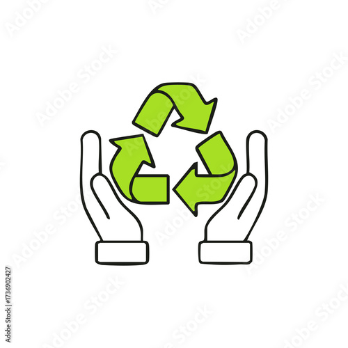 Holding recycling symbol