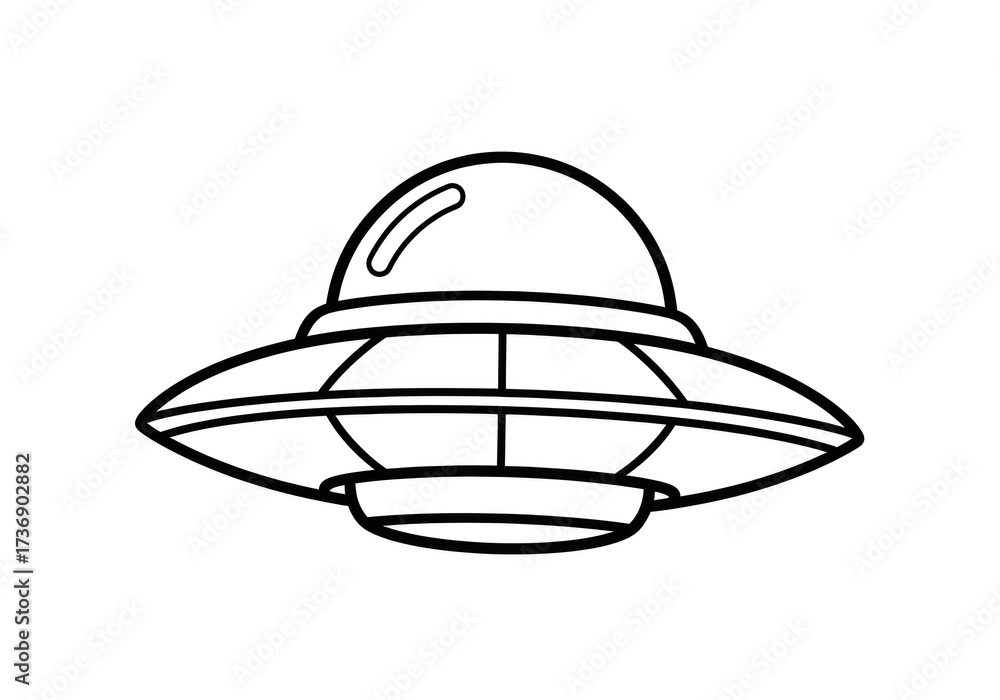 Fototapeta premium Simple Line Drawing of a Classic Flying Saucer UFO.