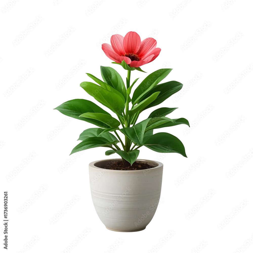 Obraz premium Pink hyacinth blossom in a small pot for a lovely isolated spring garden decoration