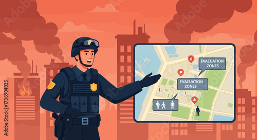 Emergency Response Team Directing Evacuation Routes Amidst Citywide Crisis