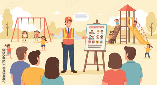 Playground safety demonstration showcasing injury prevention awareness campaign