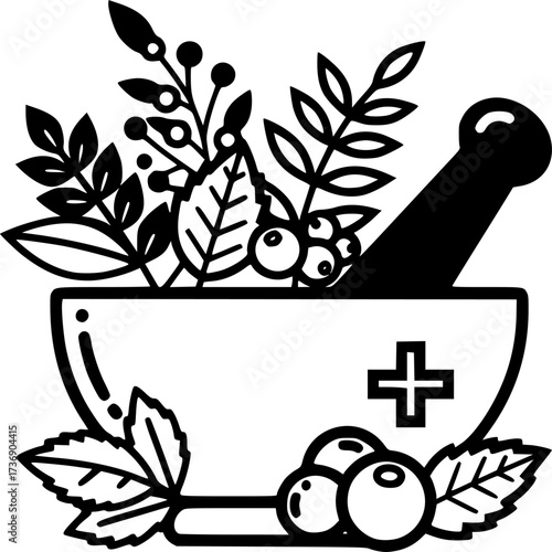 Herbal medicine icon design illustration.
