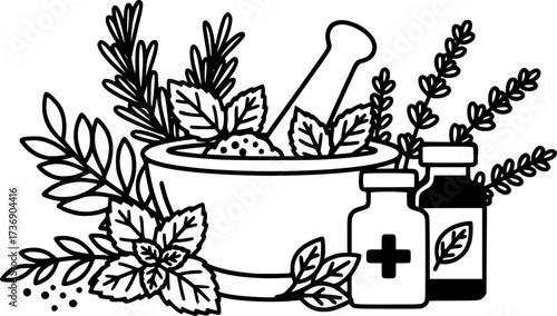 Herbal medicine icon design illustration.

