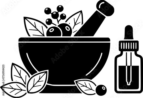 Herbal medicine icon design illustration.
