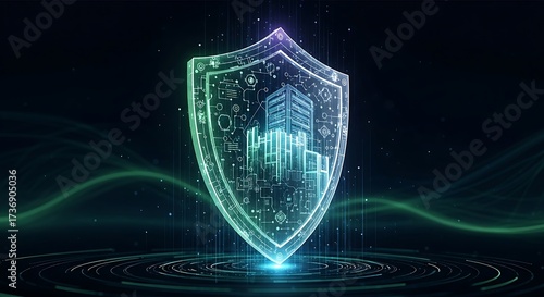 Digital Shield Protecting Corporate Building and Network Security with Futuristic Technology