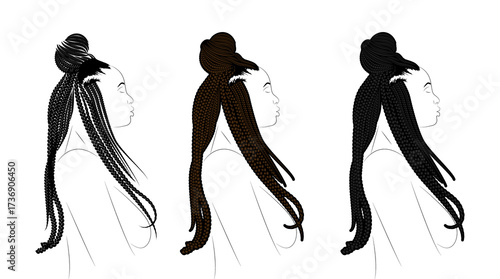 braids hair pretty woman beautiful hair stylish girls African American women vector