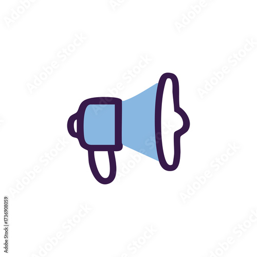 Light blue megaphone with dark outline, angled