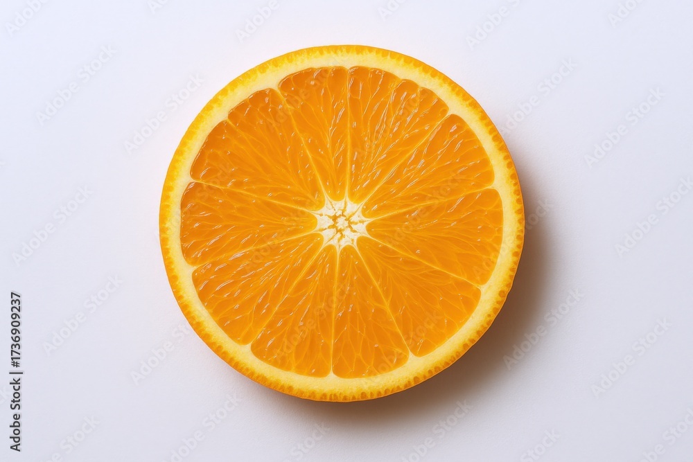 Fototapeta premium Vibrant Orange Slice: Fresh Citrus Fruit on White Background for Healthy Eating and Vitamin C
