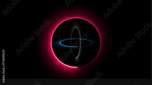 Wallpaper Mural Abstract glowing pink and blue rings with blue ellipses on a dark background image photo Torontodigital.ca