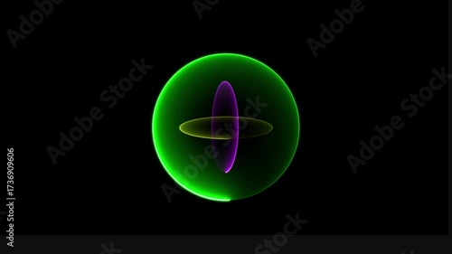 Wallpaper Mural Abstract glowing green ring with purple and yellow ellipses on a dark background image photo Torontodigital.ca