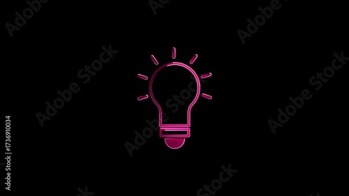 Wallpaper Mural Pink outline of a light bulb icon with radiating lines on black idea innovation Torontodigital.ca