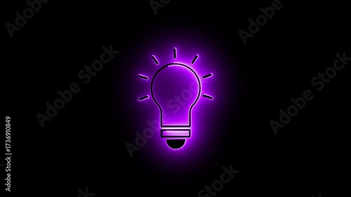 Wallpaper Mural Glowing purple light bulb icon with radiating lines on black background idea innovation Torontodigital.ca