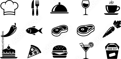 Culinary icon set for restaurant branding and menu design