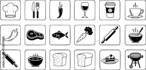 Culinary icon set for restaurant branding and menu design