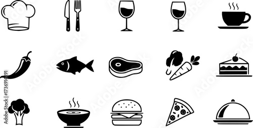 Culinary icon set for restaurant branding and menu design