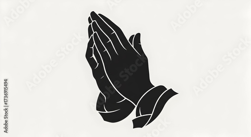 Praying Hands Graphic Isolated on White Background
