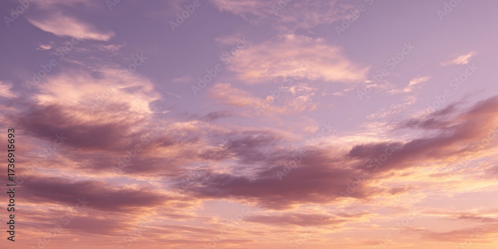Obraz premium Pastel Sky with Clouds at Sunset, Atmospheric Background for Creative Projects and Graphic Design