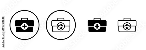 Medical box icon logo design. Medical suitcase sign and symbol. First aid icon