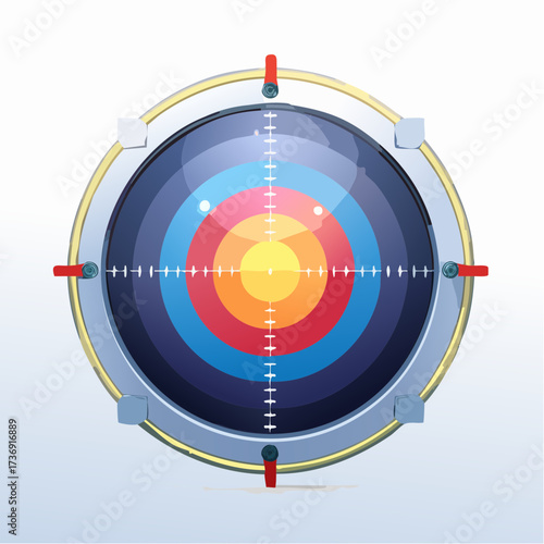 Stylized Target with Concentric Circles and Crosshairs Against Light Background