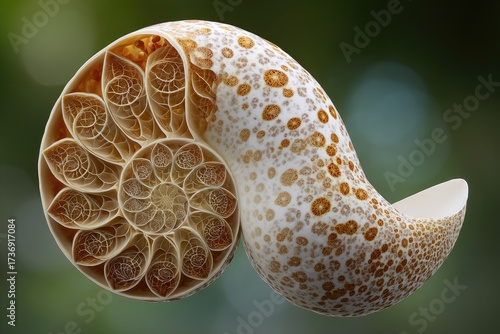Detailed spiral shell, intricate design