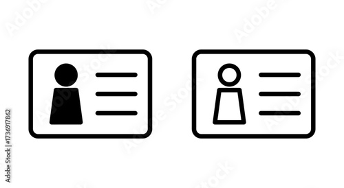 License icon symbol for apps and websites. ID card icon. driver license, staff identification card