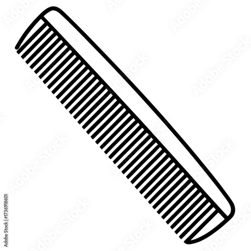Simple Hair Comb Outline Vector Illustration White Background