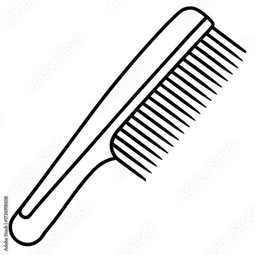 Simple Hair Comb Outline Vector Illustration White Background