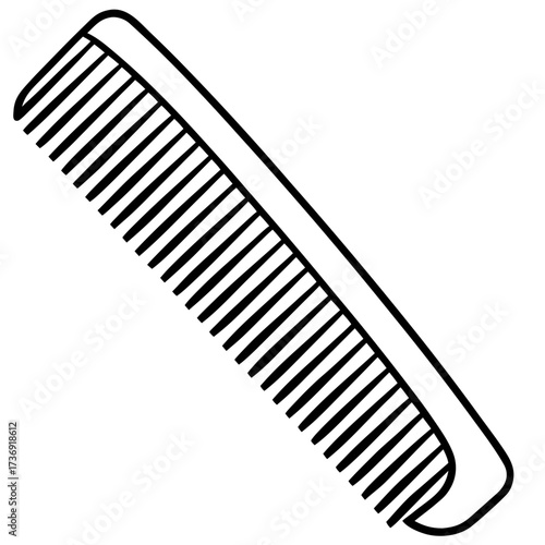 Simple Hair Comb Outline Vector Illustration White Background