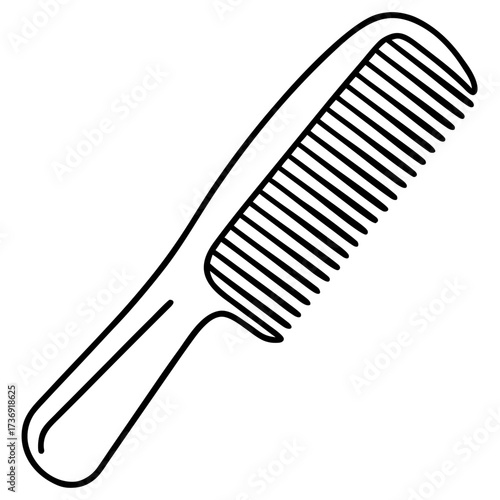 Simple Hair Comb Outline Vector Illustration White Background