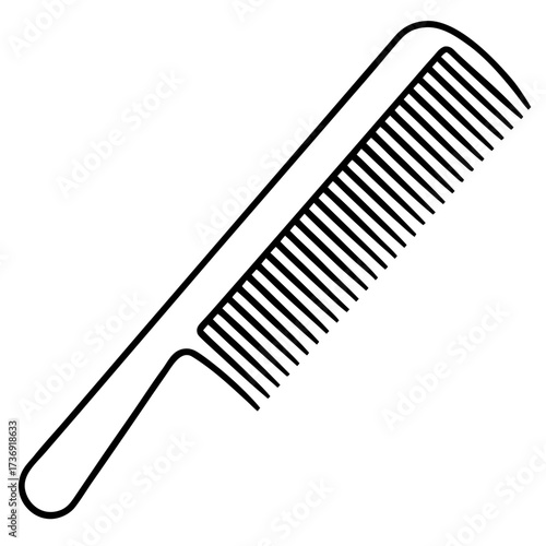 Simple Hair Comb Outline Vector Illustration White Background