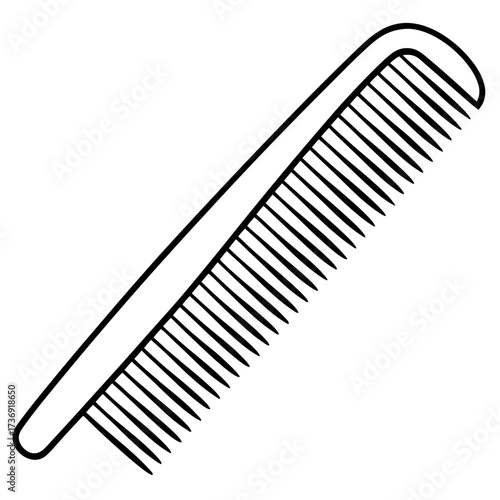 Simple Hair Comb Outline Vector Illustration White Background