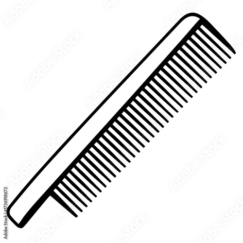 Simple Hair Comb Outline Vector Illustration White Background
