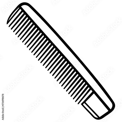 Simple Hair Comb Outline Vector Illustration White Background