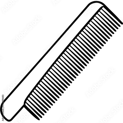 Simple Hair Comb Outline Vector Illustration White Background