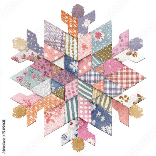 Detailed patchwork snowflake design