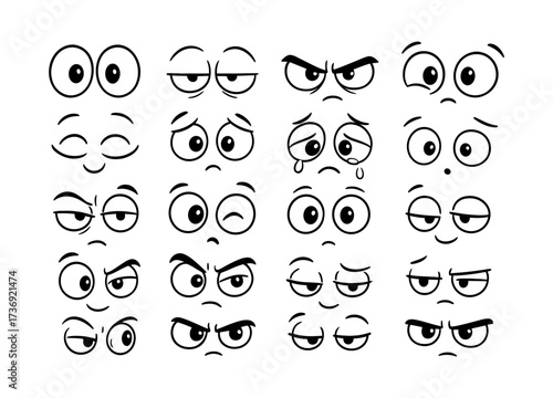 Cartoon expressions set: playful and dramatic emotion icons